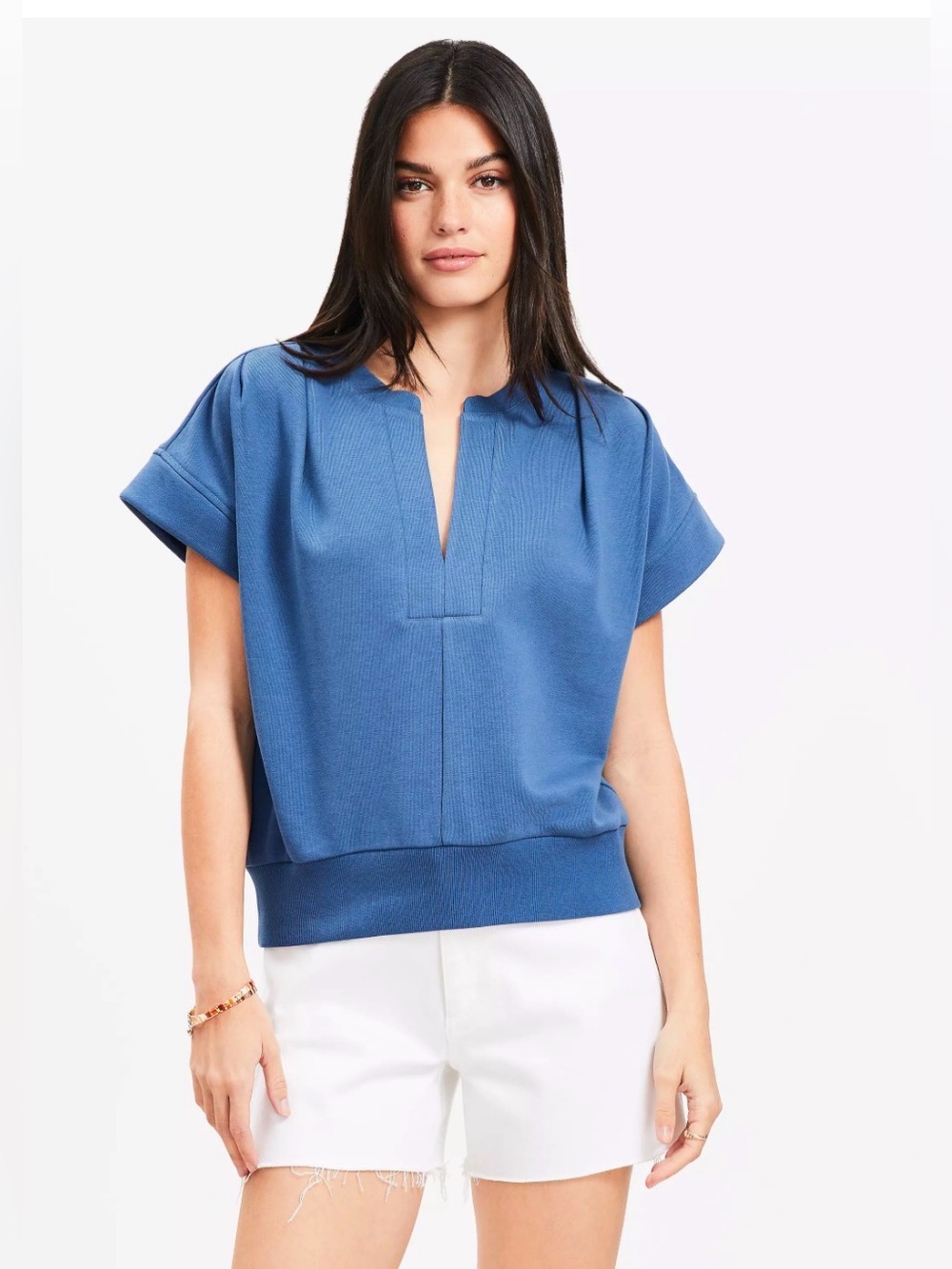 Loft summer beach Pleated V-Neck Sweatshirt